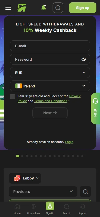 Fast Pay Casino home on a mobile device