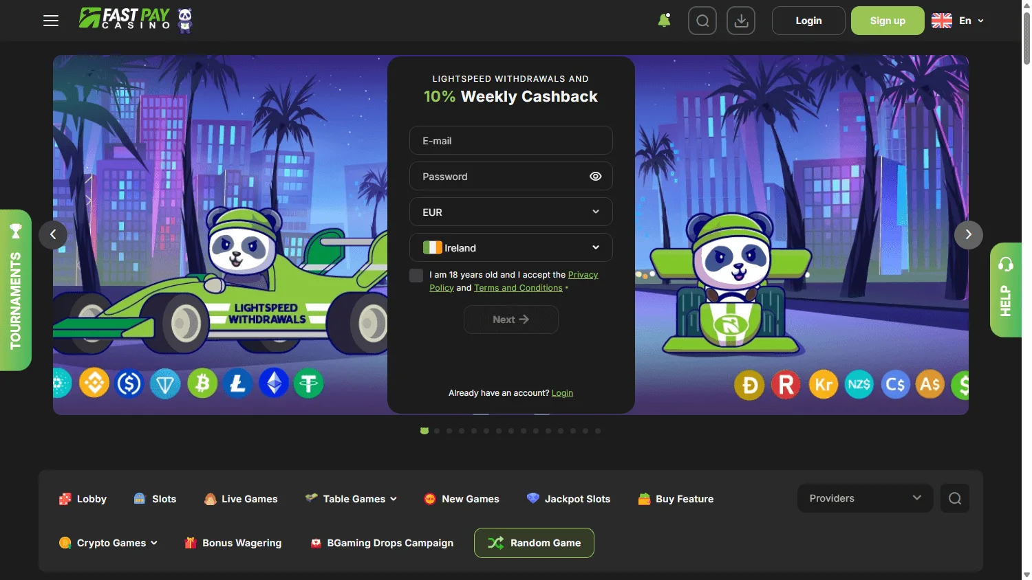 Fast Pay Casino home on desktop