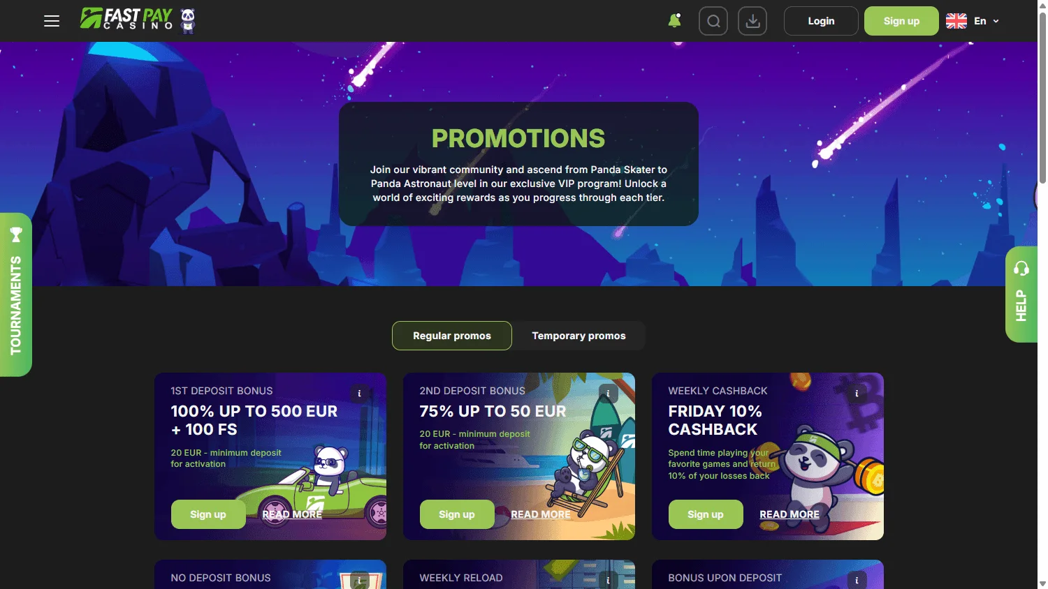 Fast Pay Casino promotions on desktop